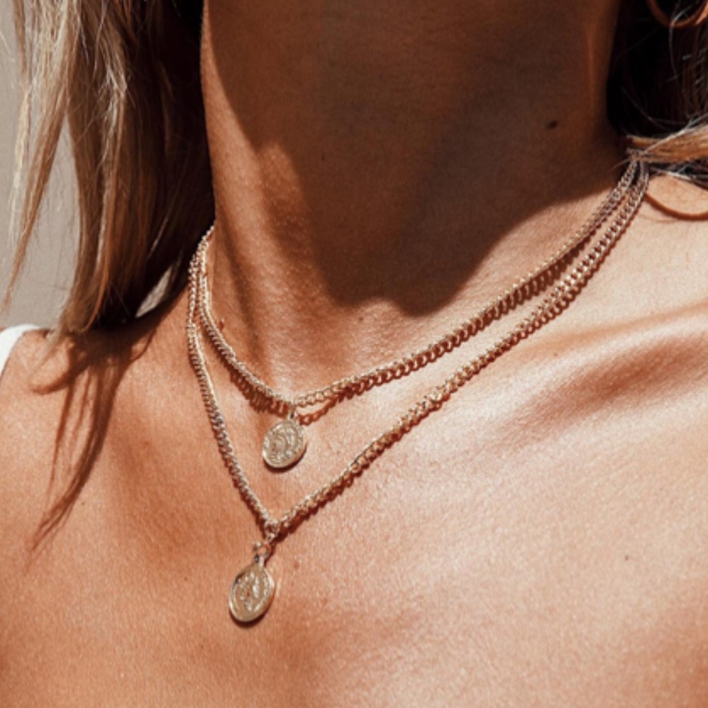 Double Layered Coin Necklace Gold